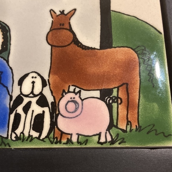 Nancy DeYoung Vintage Framed Ceramic Tile ‘95 Nativity Christmas Scene - Picture 9 of 9